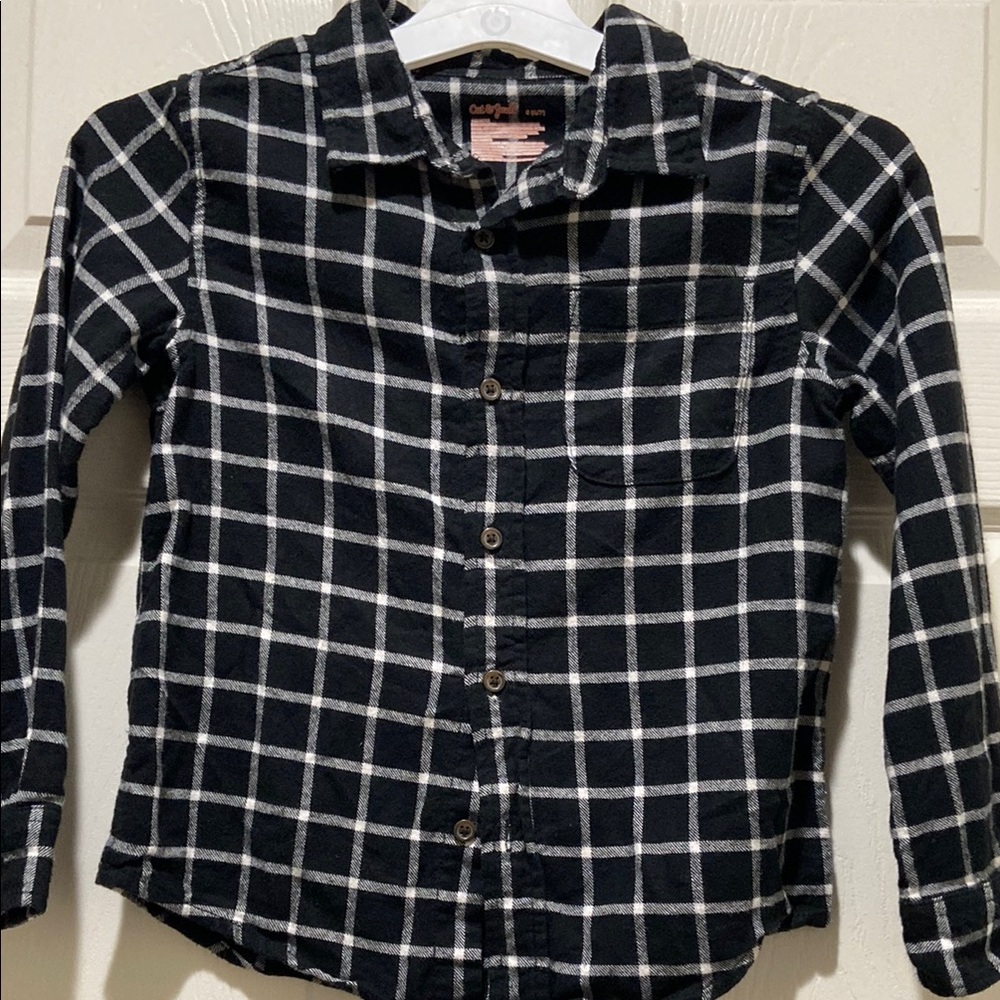 Plaid Black and White Kids Shirt pre loved